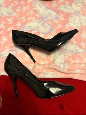 Pleaser Black Patent Pointed-Toe Stiletto Heels